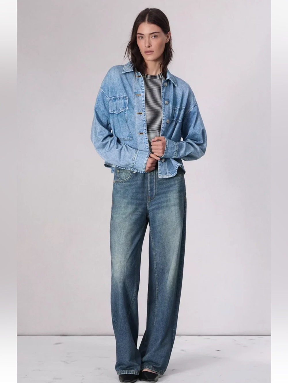 NEW! NWT MILA ROSABELLA Sweatpant Jeans in Faded Dark Wash Size L
